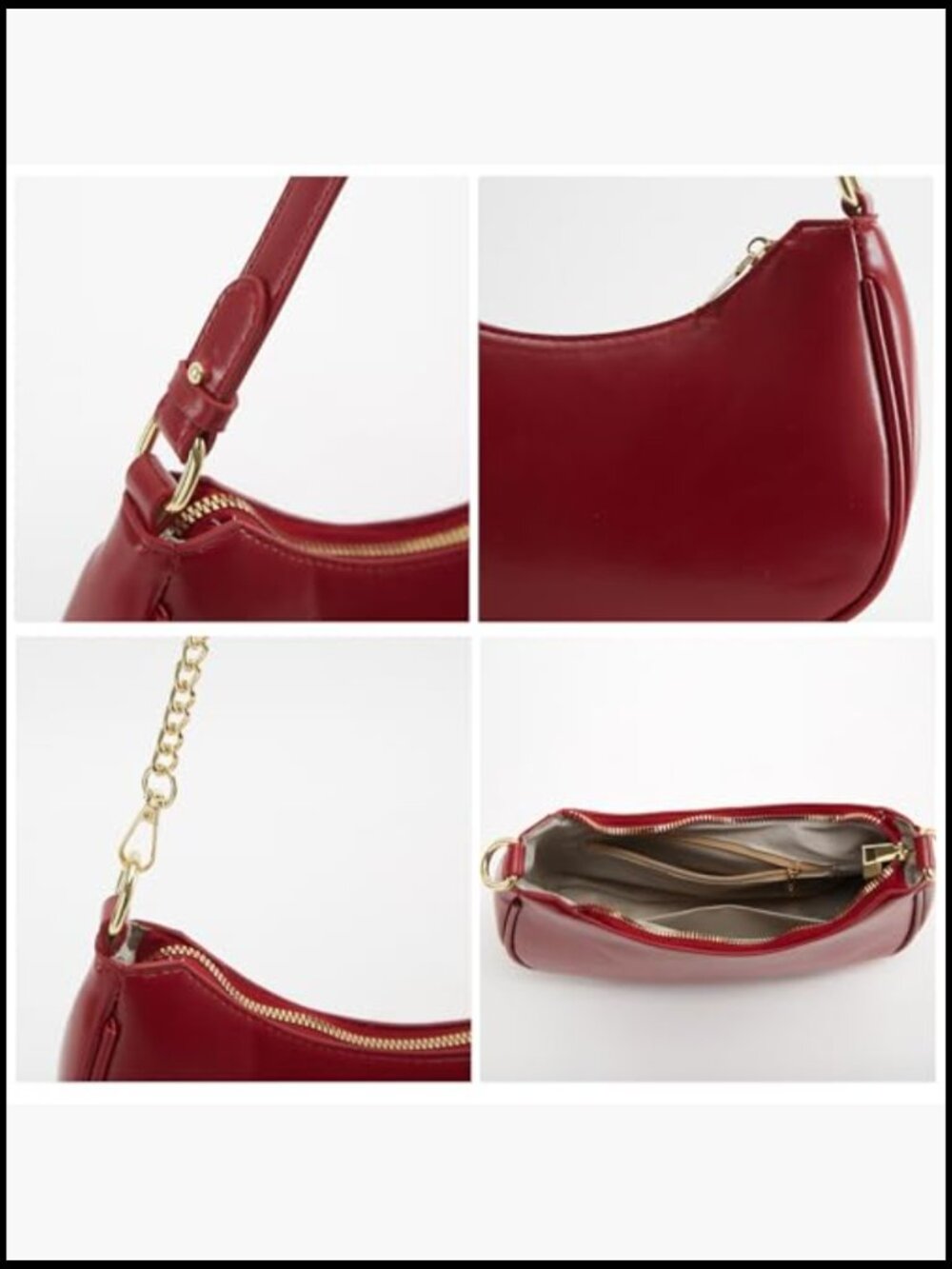 Vegan Leather Hobo Shoulder Bag Y2K Trendy Crossbody Clutch Purse Adjustable - Picture 6 of 7
